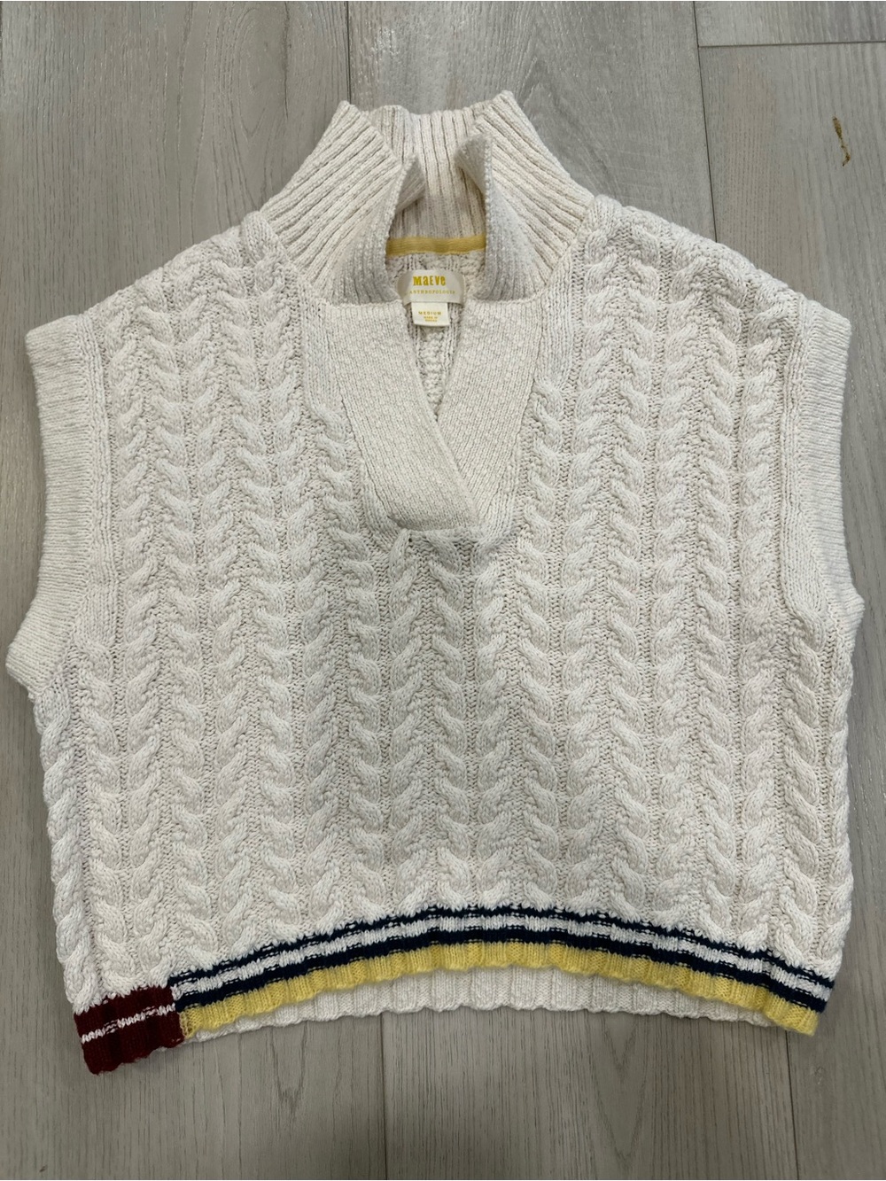 Maeve Cable-Knit Sleeveless Sweater Vest in Cream